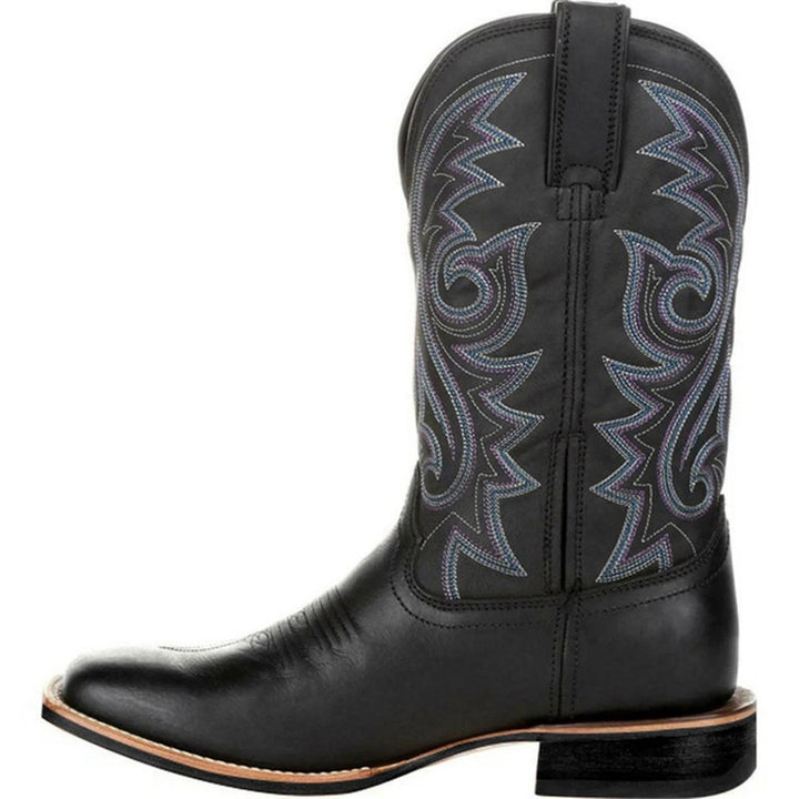 Leather-Look Western Ankle Boots