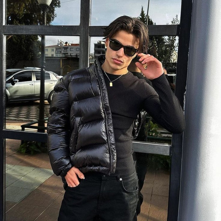 Sherpa-Lined Quilted Hooded Puffer Jacket