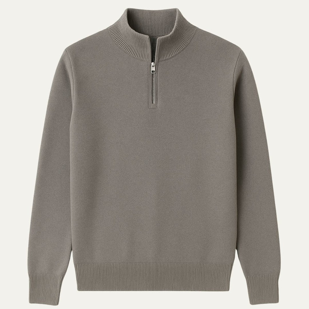 Fine-Gauge Ribbed-Trim Quarter-Zip Sweater