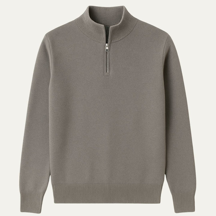 Fine-Gauge Ribbed-Trim Quarter-Zip Sweater
