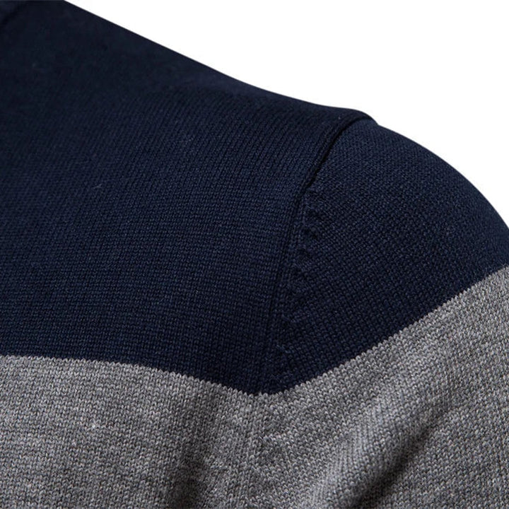 Striped Quarter-Zip Knit Sweater