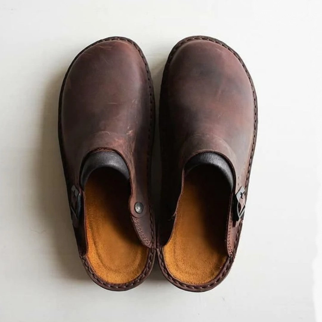 Leather-Look Cushioned Slip-On Shoes