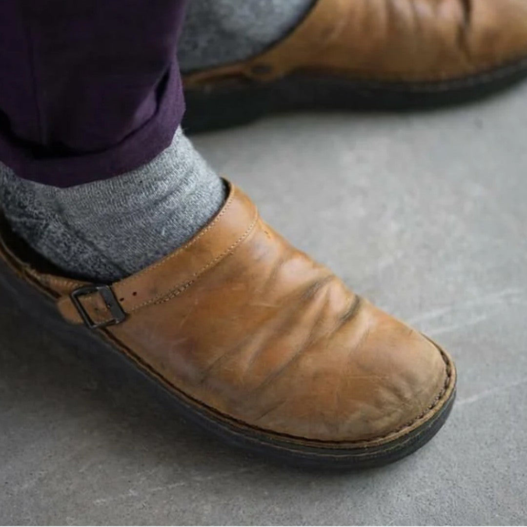 Leather-Look Cushioned Slip-On Shoes