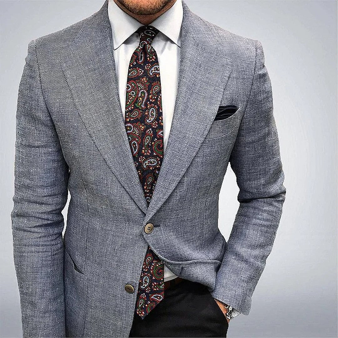 Textured Notch Lapel Blazer