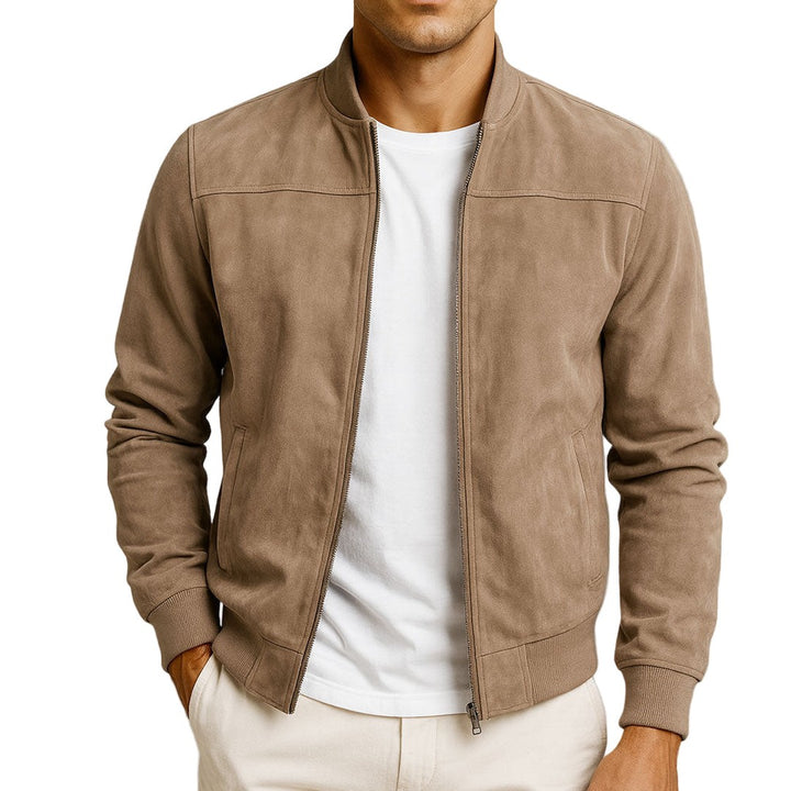 Suede-Look Zip Bomber Jacket