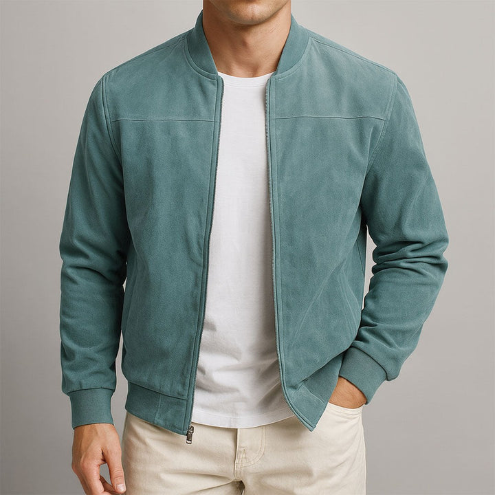 Suede-Look Zip Bomber Jacket