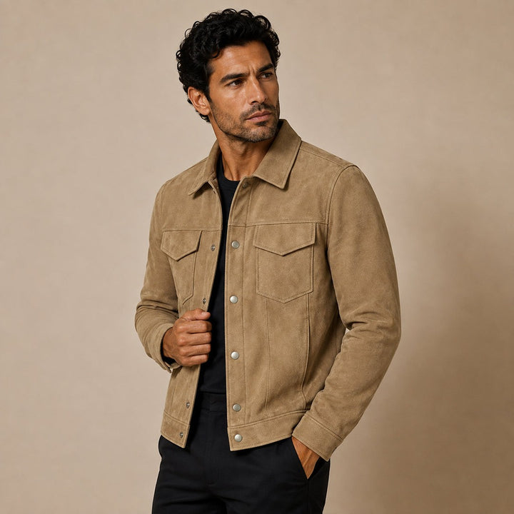 Suede-Look Patch Pocket Work Jacket