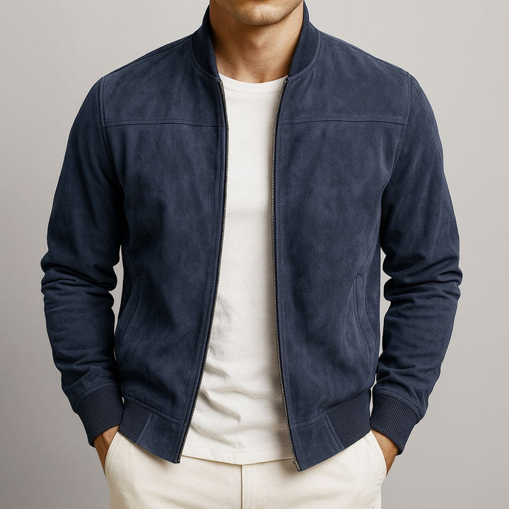 Suede-Look Zip Bomber Jacket