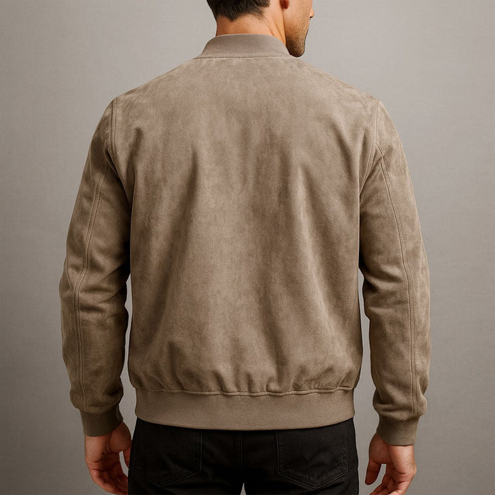 Suede-Look Zip Bomber Jacket