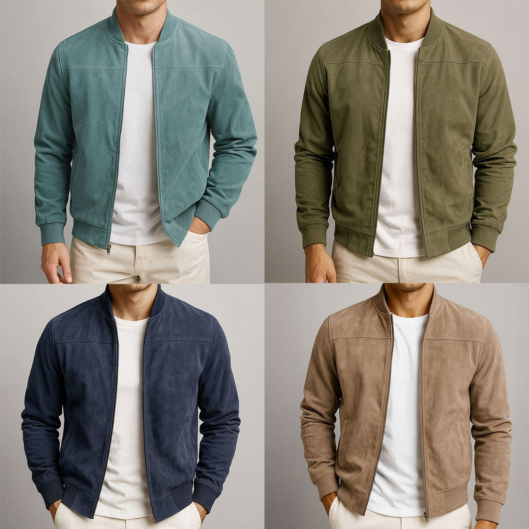 Suede-Look Zip Bomber Jacket