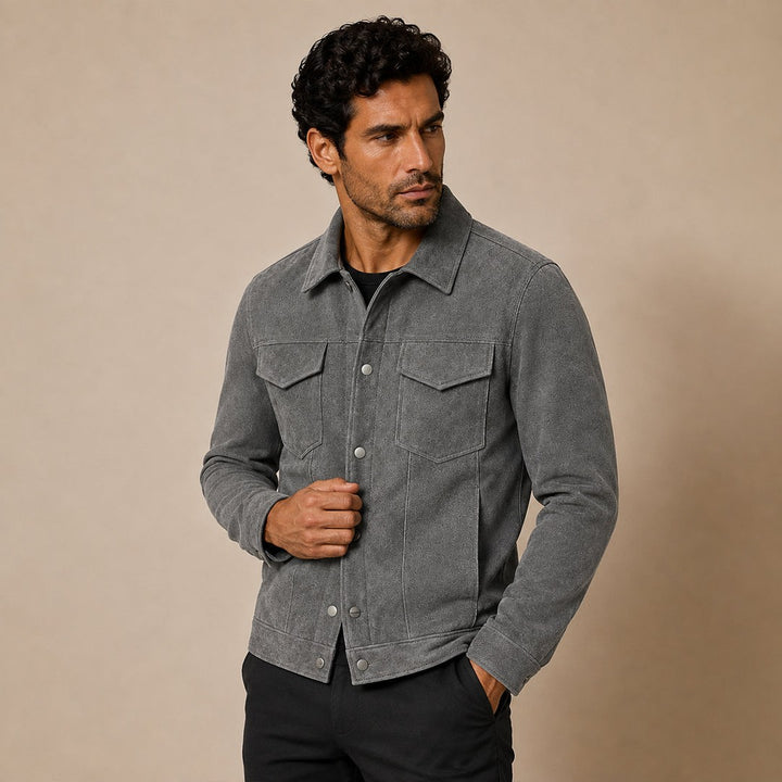 Suede-Look Patch Pocket Work Jacket