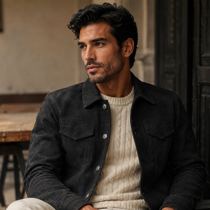 Suede-Look Patch Pocket Work Jacket
