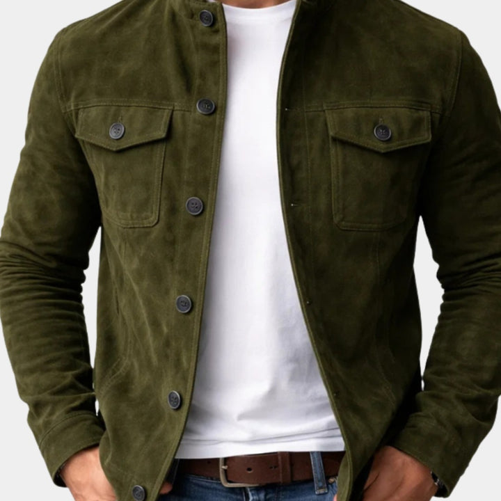 Suede-Look Four-Pocket Shirt Jacket
