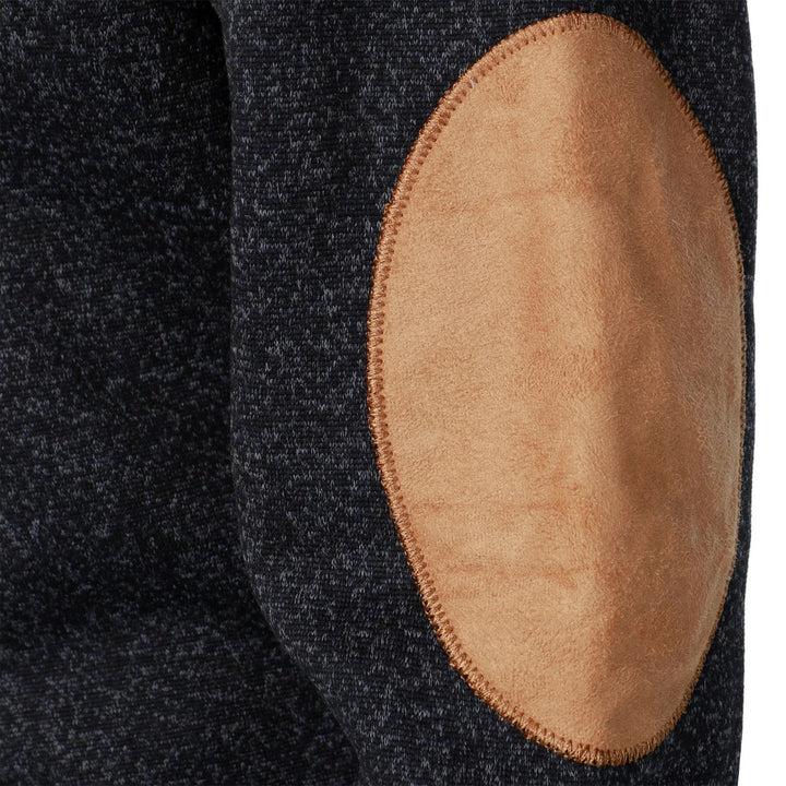 Fleece Stand Collar Sweater with Suede-Look Elbow Patches