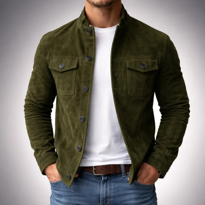 Suede-Look Four-Pocket Shirt Jacket