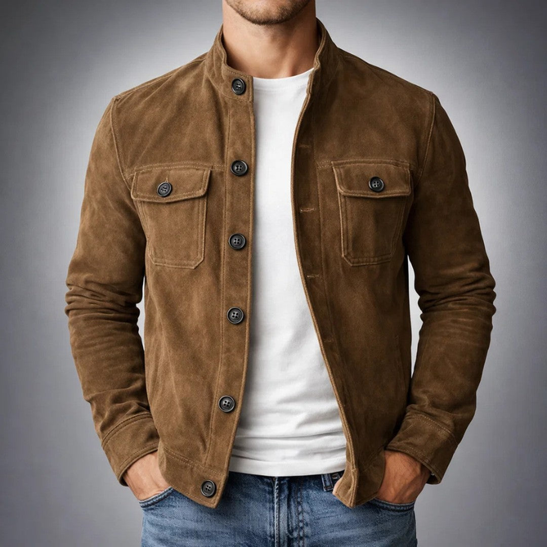 Suede-Look Four-Pocket Shirt Jacket