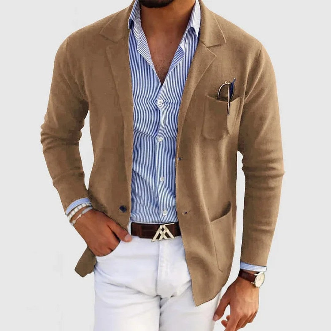 Casual Blazer with Patch Pocket Detail - Beige