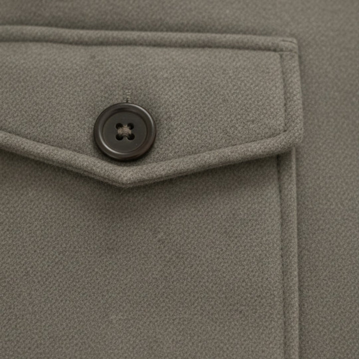 Button-Through Stand Collar Coat with Flap Pockets