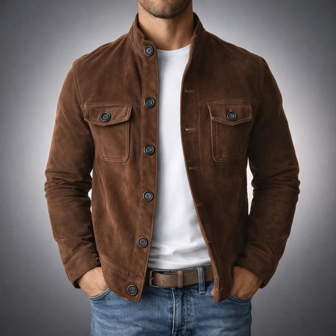 Suede-Look Four-Pocket Shirt Jacket