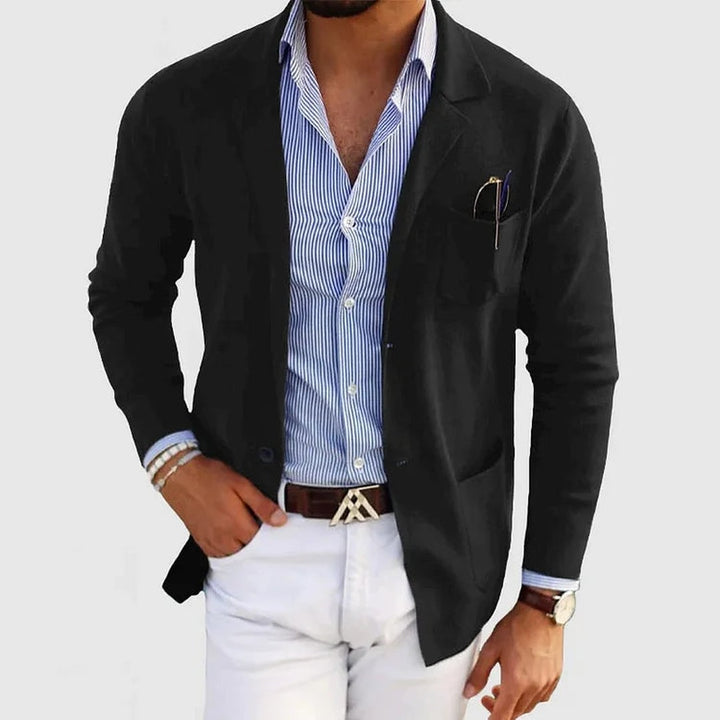 Casual Blazer with Patch Pocket Detail - Black