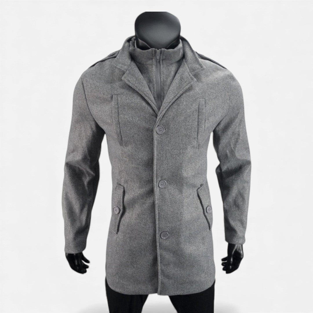 Wool-Look Mid-Length Zip Coat