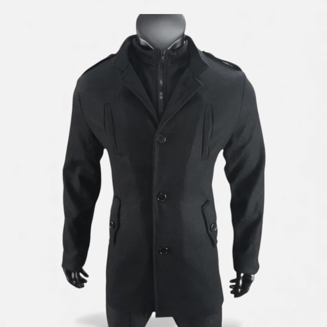 Wool-Look Mid-Length Zip Coat