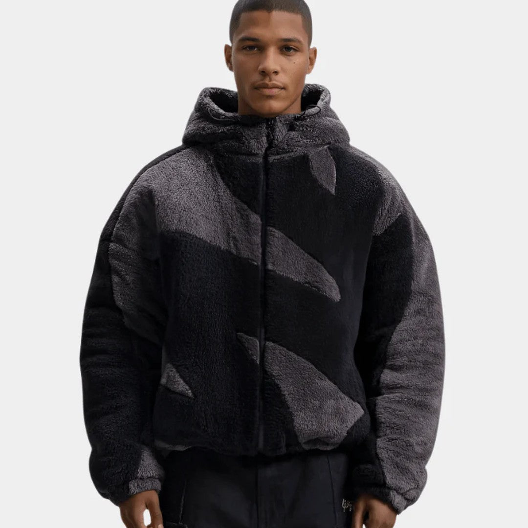Camo-Print Zip-Up Hooded Jacket