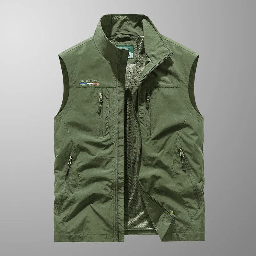 Stand Collar Four-Pocket Zip Vest