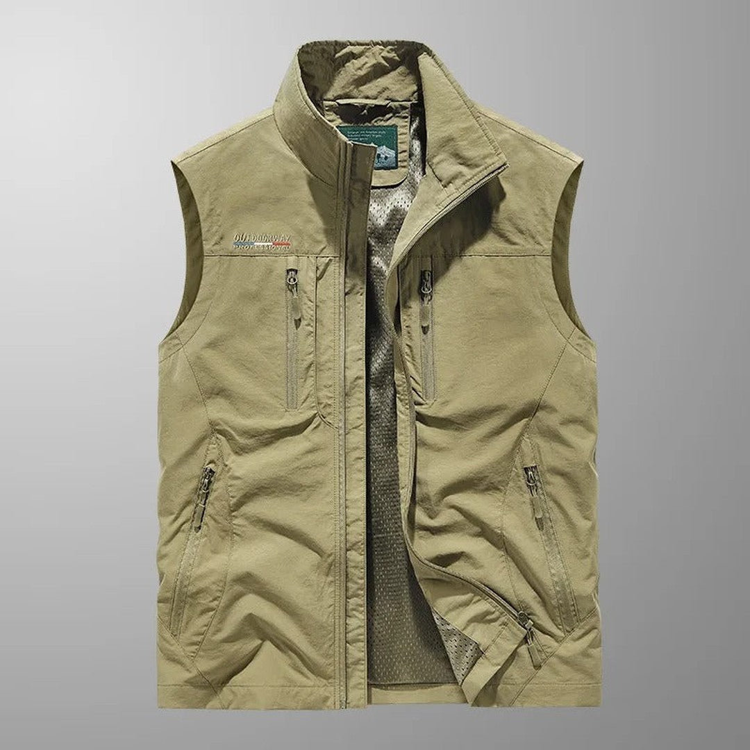 Stand Collar Four-Pocket Zip Vest