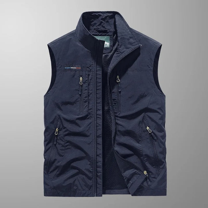Stand Collar Four-Pocket Zip Vest