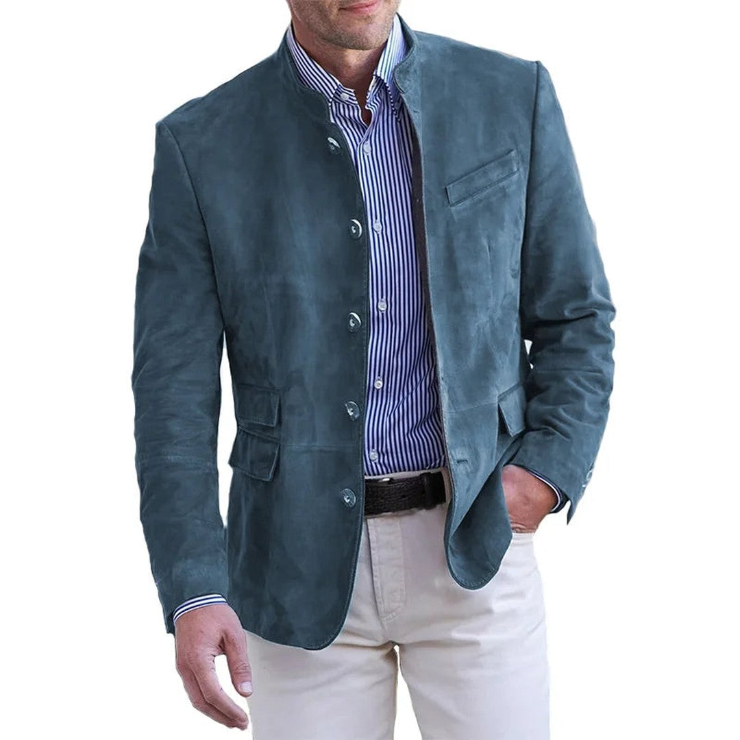 Structured Notch Lapel Blazer - Blue