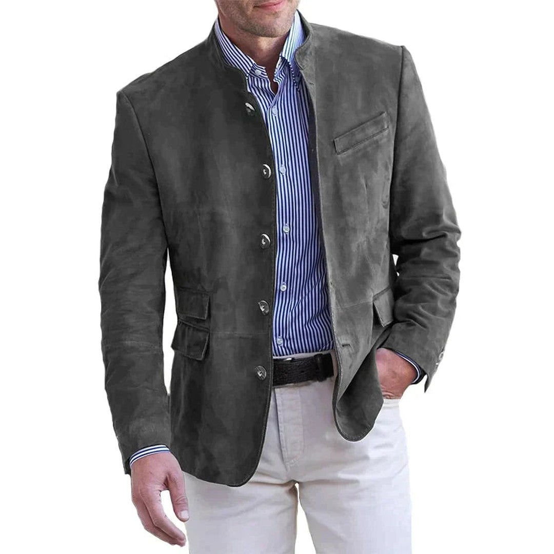 Structured Notch Lapel Blazer - Grey