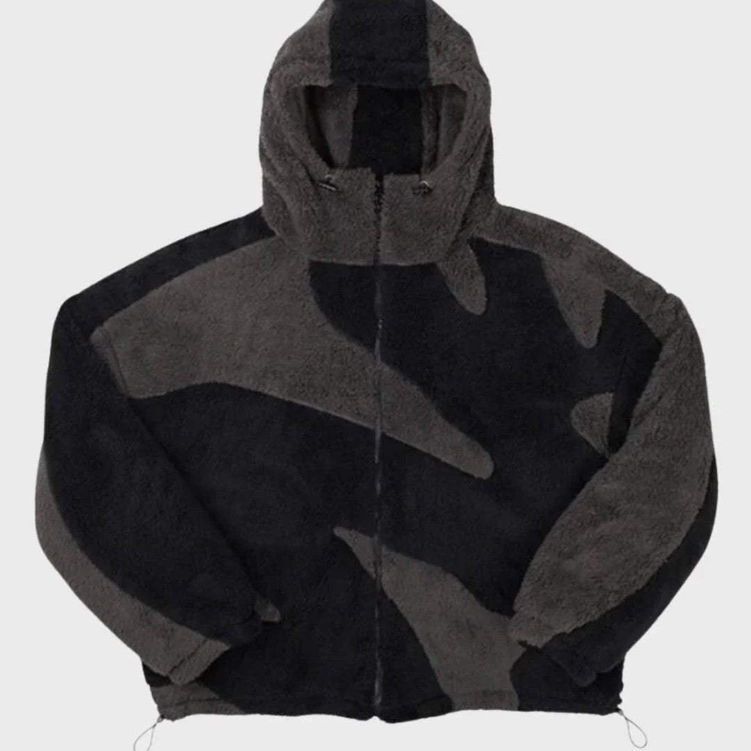 Camo-Print Zip-Up Hooded Jacket
