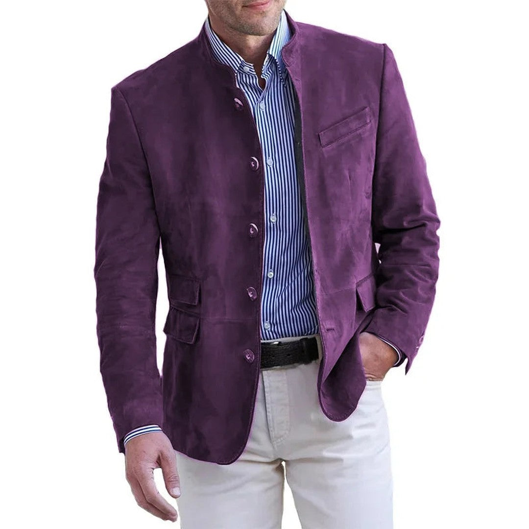 Structured Notch Lapel Blazer - Purple