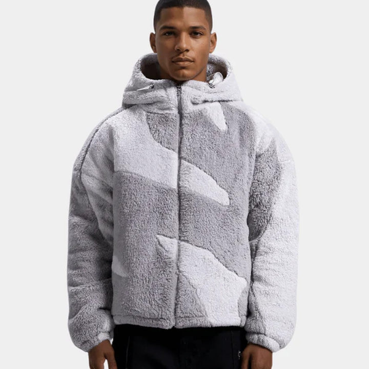 Camo-Print Zip-Up Hooded Jacket