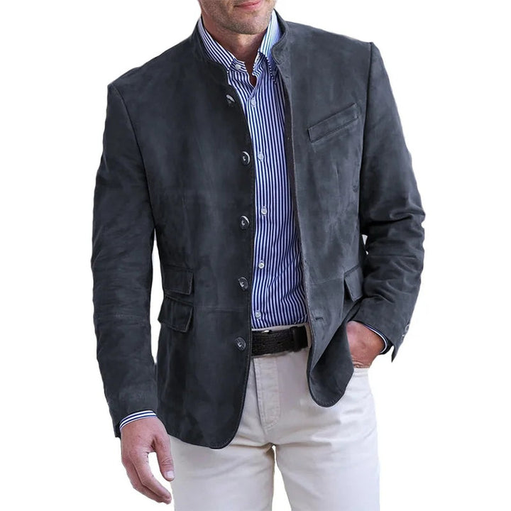 Structured Notch Lapel Blazer - Navy