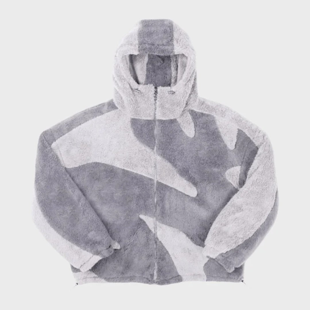 Camo-Print Zip-Up Hooded Jacket