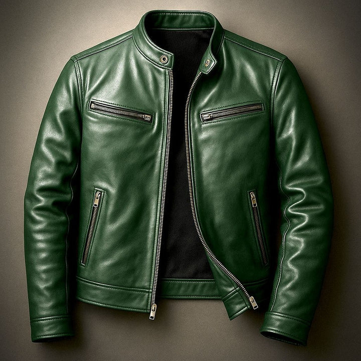 Distressed Leather-Look Biker Jacket