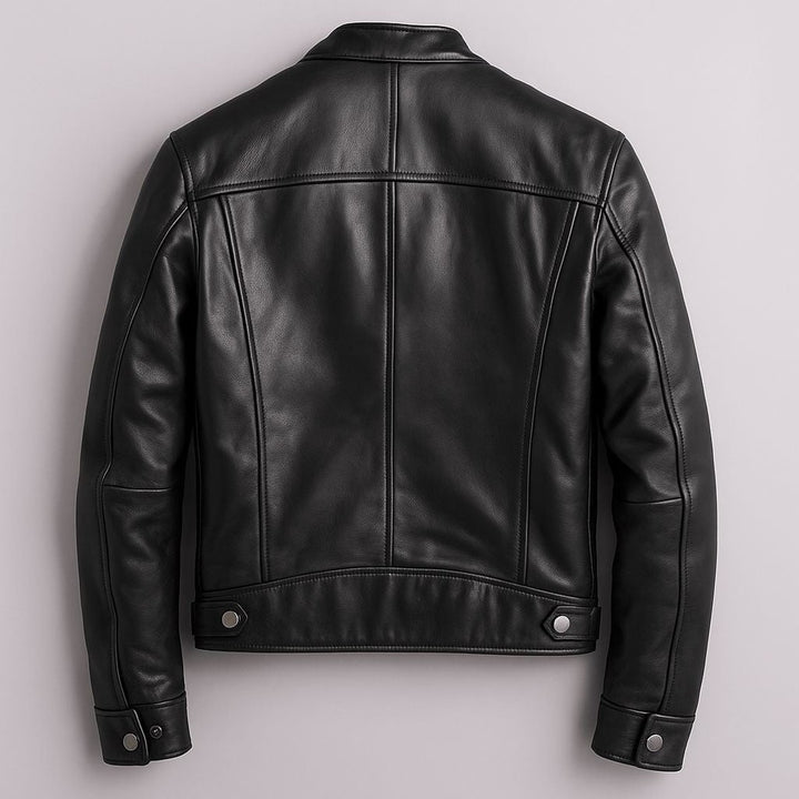 Distressed Leather-Look Biker Jacket