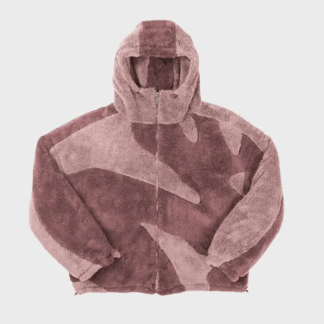 Camo-Print Zip-Up Hooded Jacket