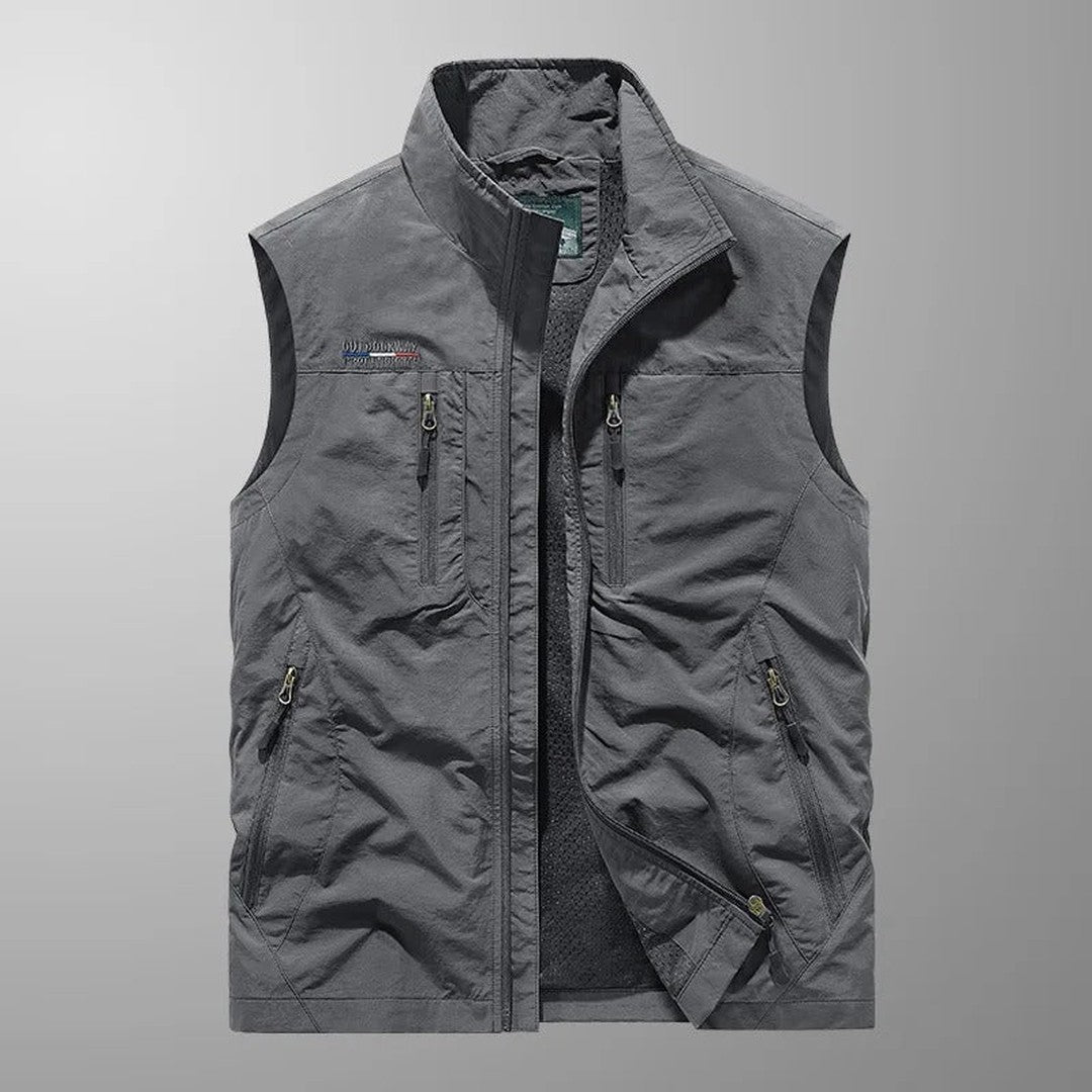 Stand Collar Four-Pocket Zip Vest