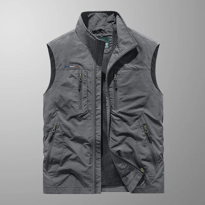Stand Collar Four-Pocket Zip Vest