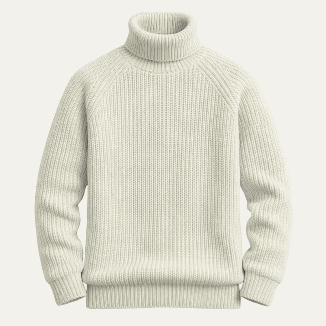 Chunky Fisherman Rib Turtleneck Sweater