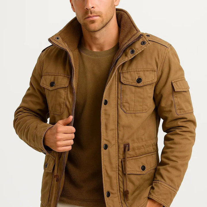Men's Winter Jacket Army Green Fleece Thermal Hooded Jacket Casual Outdoor Jacket