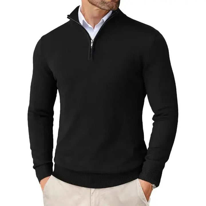 Ribbed Half-Zip Pullover Sweater