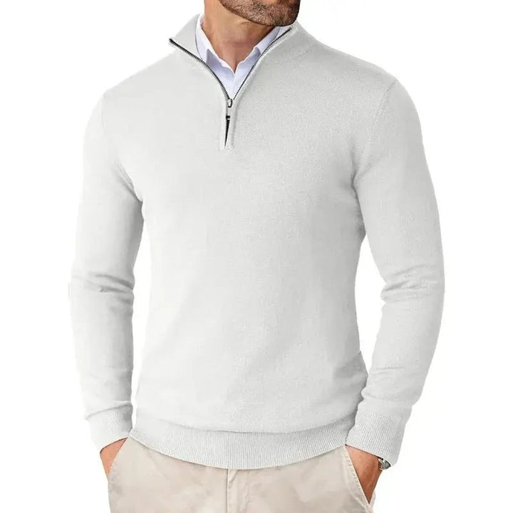 Ribbed Half-Zip Pullover Sweater