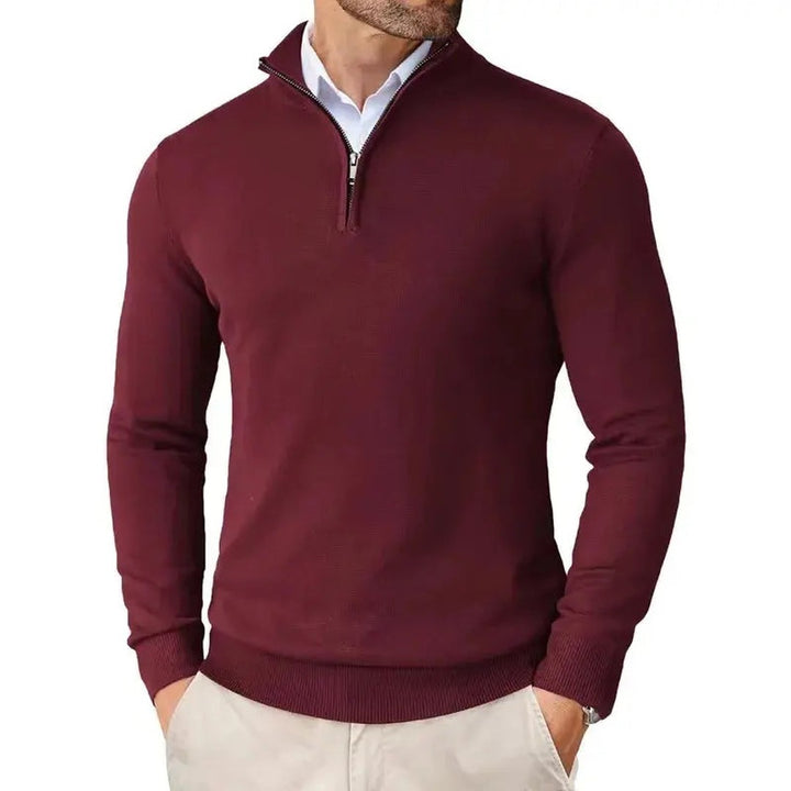 Ribbed Half-Zip Pullover Sweater