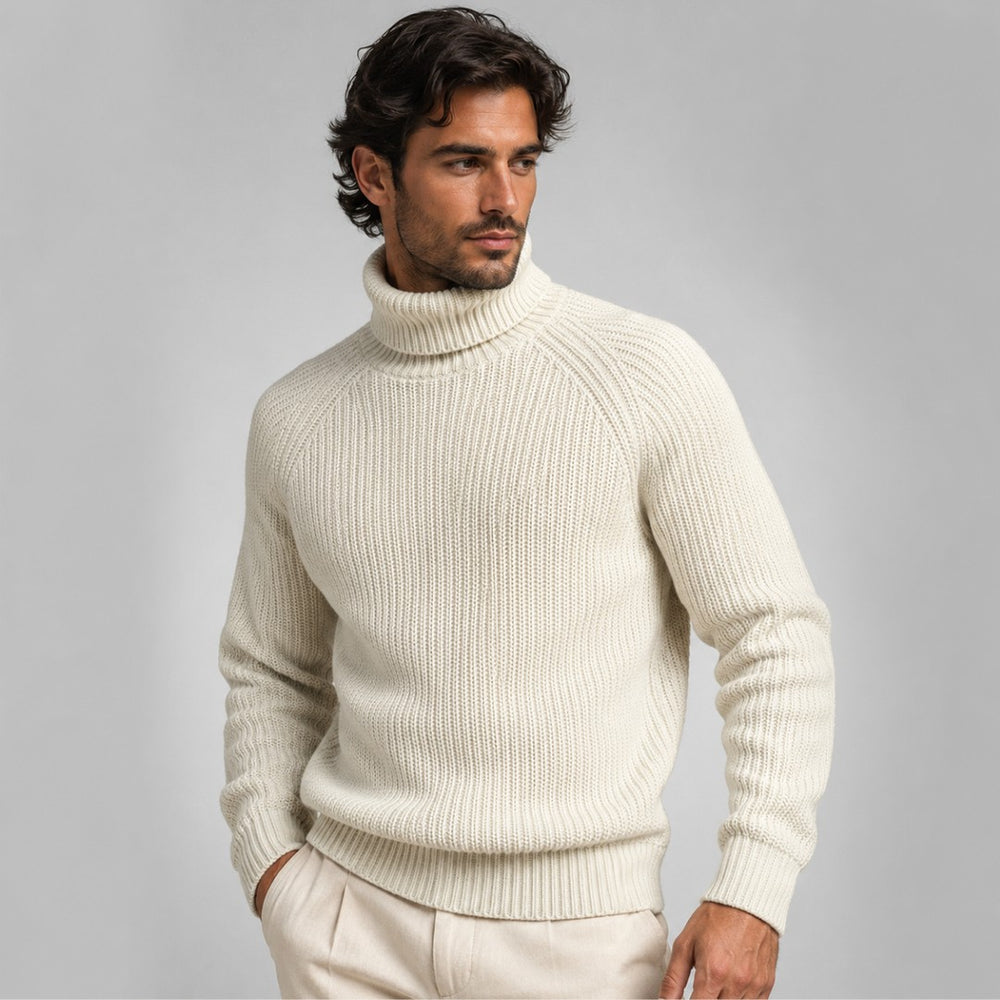 Chunky Fisherman Rib Turtleneck Sweater