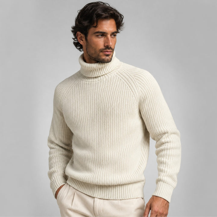 Chunky Fisherman Rib Turtleneck Sweater