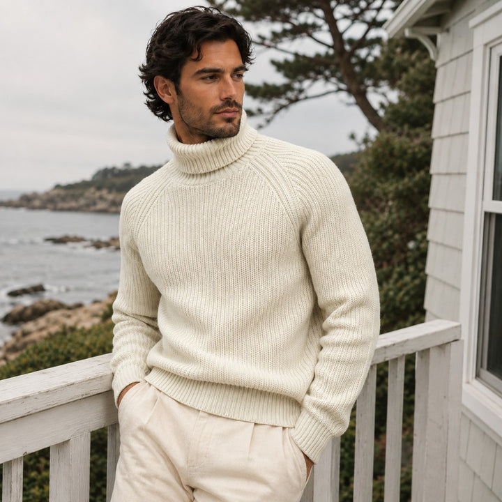 Chunky Fisherman Rib Turtleneck Sweater